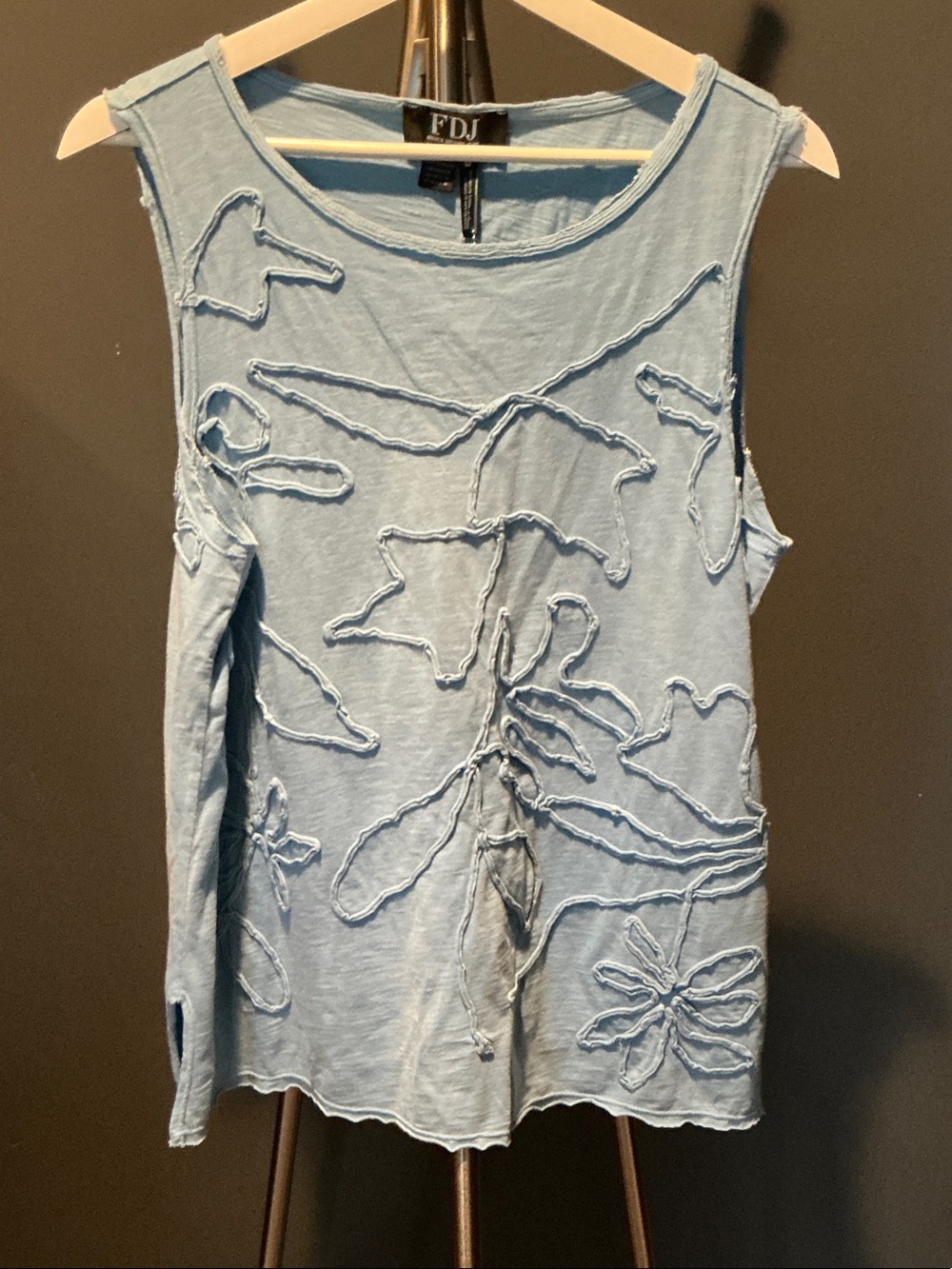 FDJ Light Blue Sleeveless Appliqué Tank